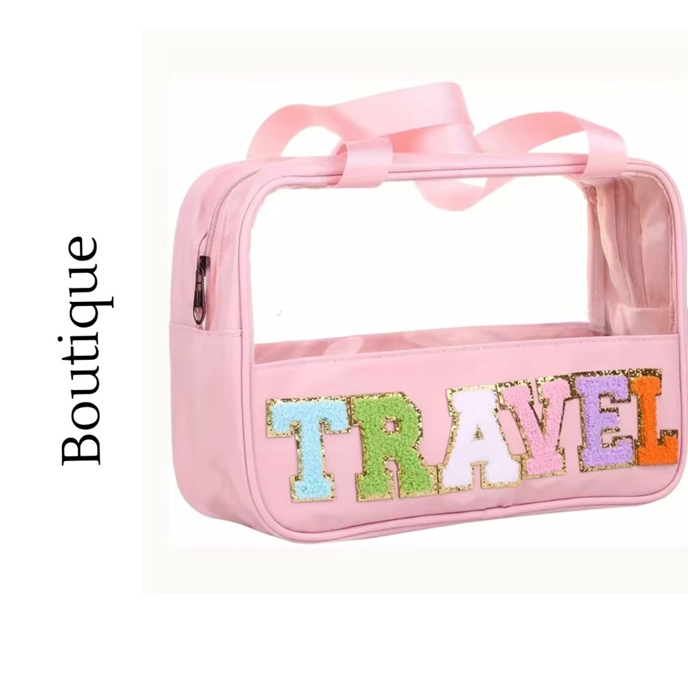 Transparent Letter Pattern Makeup Bag With Handle